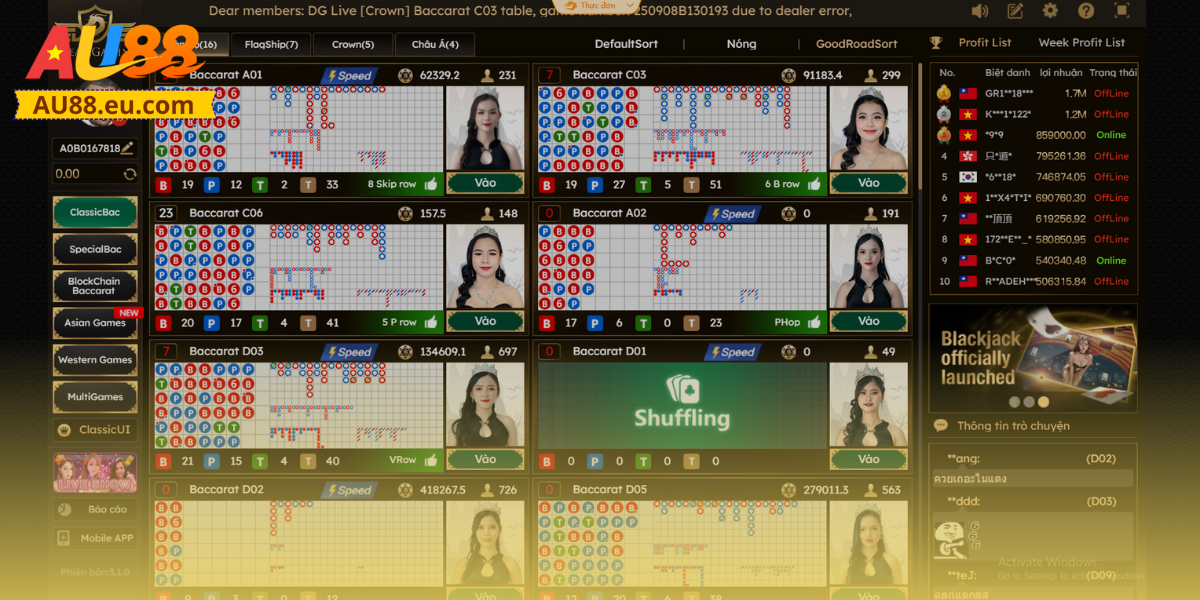 Những tựa game đình đám tại DG Casino